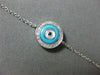 ESTATE .17CT DIAMOND & TURQUOISE 14KT WHITE GOLD CLASSIC EVIL EYE LUCKY BRACELET