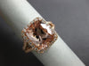 ESTATE LARGE 5.10CT DIAMOND & AAA MORGANITE 14KT ROSE GOLD HALO ENGAGEMENT RING