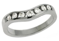.35CT DIAMOND 14KT WHITE GOLD 3D ROUND CHANNEL V SHAPE SWIRL ANNIVERSARY RING