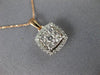ESTATE .50CT DIAMOND 14KT WHITE & ROSE GOLD CLUSTER HALO SQUARE FLOATING PENDANT