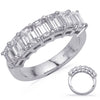 WIDE 3.0CT DIAMOND 14KT WHITE GOLD 3D EMERALD CUT SHARE PRONG ANNIVERSARY RING