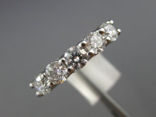 ESTATE 1.18CT DIAMOND 14K WHITE GOLD 3D FIVE STONE WEDDING ANNIVERSARY RING #858