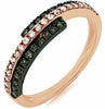 .36CT WHITE & CHOCOLATE FANCY DIAMOND 14K ROSE GOLD 3 ROW CRISS CROSS FUN RING