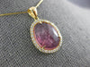 ESTATE 2.82CT DIAMOND & AAA PINK TOURMALINE 14KT YELLOW GOLD OVAL HALO PENDANT