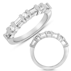 .55CT DIAMOND 14KT WHITE GOLD CLASSIC ROUND & BAGUETTE CHANNEL ANNIVERSARY RING