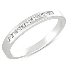 ESTATE .14CT DIAMOND 14KT WHITE GOLD 3D CLASSIC ROUND CHANNEL ANNIVERSARY RING