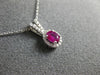 ESTATE .5CT DIAMOND & AAA RUBY 14K WHITE GOLD CLASSIC OVAL HALO FLOATING PENDANT