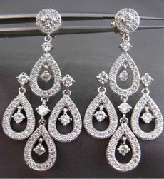 ESTATE LARGE 2.45CT ROUND DIAMOND 14KT WHITE GOLD CHANDALIER FLOATING EARRINGS