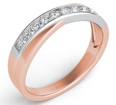 .32CT DIAMOND 14K WHITE & ROSE GOLD ROUND CHANNEL CRISS CROSS INFINITY LOVE RING