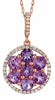1.91CT DIAMOND & AAA AMETHYST 14KT ROSE GOLD FLOWER CIRCLE OF LIFE LOVE PENDANT