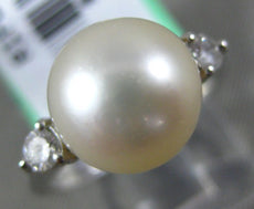 ESTATE .16CT DIAMOND & AAA SOUTH SEA PEARL 18KT WHITE GOLD 3D ENGAGEMENT RING