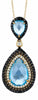 5.29CT WHITE & CHOCOLATE FANCY DIAMOND & AAA BLUE TOPAZ 14KT YELLOW GOLD PENDANT