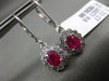 ESTATE 1.13CT DIAMOND & AAA RUBY 14KT WHITE GOLD 3D CLASSIC OVAL FLOWER EARRINGS