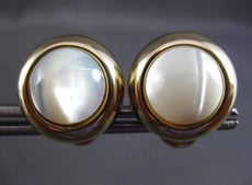 ESTATE LARGE 14KT YELLOW GOLD AAA MOON STONE CIRCULAR CLIP ON EARRINGS #24221