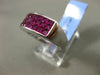 ESTATE 3.10CT AAA EXTRA FACET RUBY 18K WHITE GOLD CLASSIC 3 ROW RECTANGULAR RING