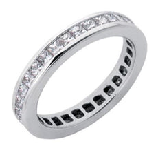 1.40CT DIAMOND 14KT WHITE GOLD 3D PRINCESS INVISIBLE CHANNEL ANNIVERSARY RING