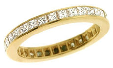1.40CT DIAMOND 14KT YELLOW GOLD 3D PRINCESS INVISIBLE CHANNEL ANNIVERSARY RING
