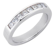 .65CT DIAMOND 14KT WHITE GOLD PRINCESS CHANNEL SEMI ETERNITY ANNIVERSARY RING