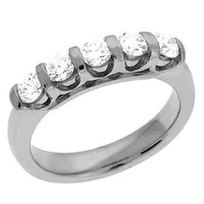 .75CT DIAMOND 14KT WHITE GOLD 3D CLASSIC ROUND 5 STONE CHANNEL ANNIVERSARY RING