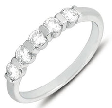 .51CT DIAMOND 14KT WHITE GOLD 3D CLASSIC ROUND 5 STONE CHANNEL ANNIVERSARY RING