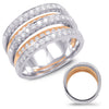 LARGE 1.09CT DIAMOND 14KT WHITE & ROSE GOLD MULTI ROW FILIGREE ANNIVERSARY RING