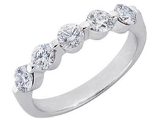 1.05CT DIAMOND 14KT WHITE GOLD ROUND 5 STONE SHARE PRONG ANNIVERSARY LOVE RING
