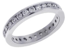 .98CT DIAMOND 14KT WHITE GOLD 3D ROUND CHANNEL ETERNITY WEDDING ANNIVERSARY RING