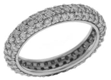 1.61CT DIAMOND 14KT WHITE GOLD MULTI ROW PAVE ETERNITY WEDDING ANNIVERSARY RING