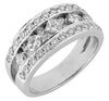 WIDE 1.32CT DIAMOND 14KT WHITE GOLD 3D ROUND & PRINCESS CHANNEL ANNIVERSARY RING