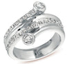 ESTATE WIDE .65CT DIAMOND 14KT WHITE GOLD MULTI ROW CRISS CROSS BEZEL LOVE RING