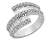 WIDE 1.54CT DIAMOND 14KT WHITE GOLD ROUND & BAGUETTE MULTI ROW ANNIVERSARY RING