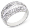 WIDE 2.31CT DIAMOND 14KT WHITE GOLD ROUND & BAGUETTE MULTI ROW ANNIVERSARY RING