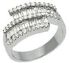 WIDE 1.2CT DIAMOND 14KT WHITE GOLD ROUND & BAGUETTE CRISS CROSS ANNIVERSARY RING