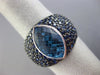 ESTATE LARGE 6.99CT BLUE TOPAZ & SAPPHIRE 18KT WHITE GOLD 3D MARQUISE FUN RING