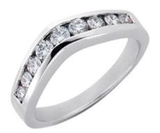 .49CT DIAMOND 14KT WHITE GOLD 3D ROUND CHANNEL V SHAPE WEDDING ANNIVERSARY RING