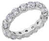 LARGE 4CT DIAMOND 14KT WHITE GOLD SHARE PRONG ETERNITY WEDDING ANNIVERSARY RING