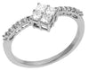 ESTATE .49CT DIAMOND 14KT WHITE GOLD ROUND & PRINCESS INVISIBLE SQUARE FUN RING