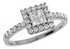 WIDE .62CT DIAMOND 14K WHITE GOLD 3D ROUND & PRINCESS INVISIBLE SQUARE HALO RING