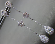 ESTATE 1.19CT DIAMOND 18K WHITE GOLD SOLITAIRE TEAR DROP FLOWER HANGING EARRINGS