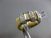 ESTATE WIDE .57CT ROUND DIAMOND 18KT TWO TONE GOLD 3D 3 ROW FLEXIBLE FUN RING