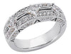 WIDE .99CT DIAMOND 14KT WHITE GOLD 3D ROUND & PRINCESS FILIGREE ANNIVERSARY RING