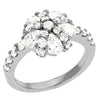 ESTATE WIDE 2.02CT DIAMOND 14KT WHITE GOLD 3D ROUND & PEAR SHAPE FLOWER FUN RING