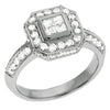 1.15CT DIAMOND 14K WHITE GOLD ROUND & PRINCESS SQUARE BEZEL OCTAGON PROMISE RING
