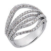 WIDE 1.58CT DIAMOND 14KT WHITE GOLD 3D MULTI ROW DOUBLE V FUN ANNIVERSARY RING