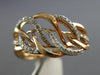 ESTATE WIDE .18CT ROUND CUT DIAMOND 14KT ROSE GOLD MULTI LEAF ANNIVERSARY RING