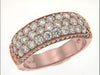 WIDE 1.40CT DIAMOND 14KT ROSE GOLD 3 ROW PAVE FILIGREE MILGRAIN ANNIVERSARY RING
