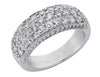WIDE 1.40CT DIAMOND 14K WHITE GOLD 3 ROW PAVE FILIGREE MILGRAIN ANNIVERSARY RING