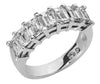 LARGE 2.10CT DIAMOND 14K WHITE GOLD CLASSIC EMERALD CUT 7 STONE ANNIVERSARY RING