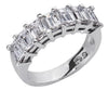 LARGE 2.35CT DIAMOND 14KT WHITE GOLD EMERALD CUT SEMI ETERNITY ANNIVERSARY RING