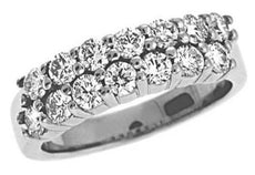 1.15CT DIAMOND 14KT WHITE GOLD ROUND 2 ROW SHARED PRONG WEDDING ANNIVERSARY RING